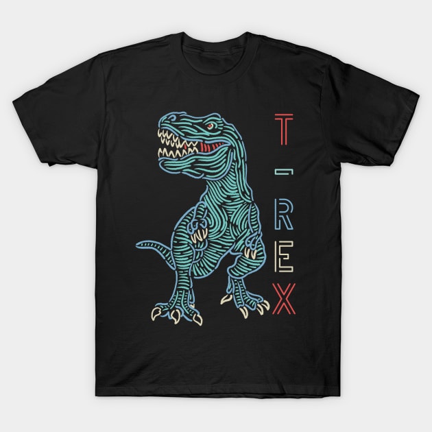 Colorfull Neon T-Rex Dinosaurs T-Shirt by RiyanRizqi